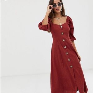 ASOS DESIGN puff sleeve button through maxi dress